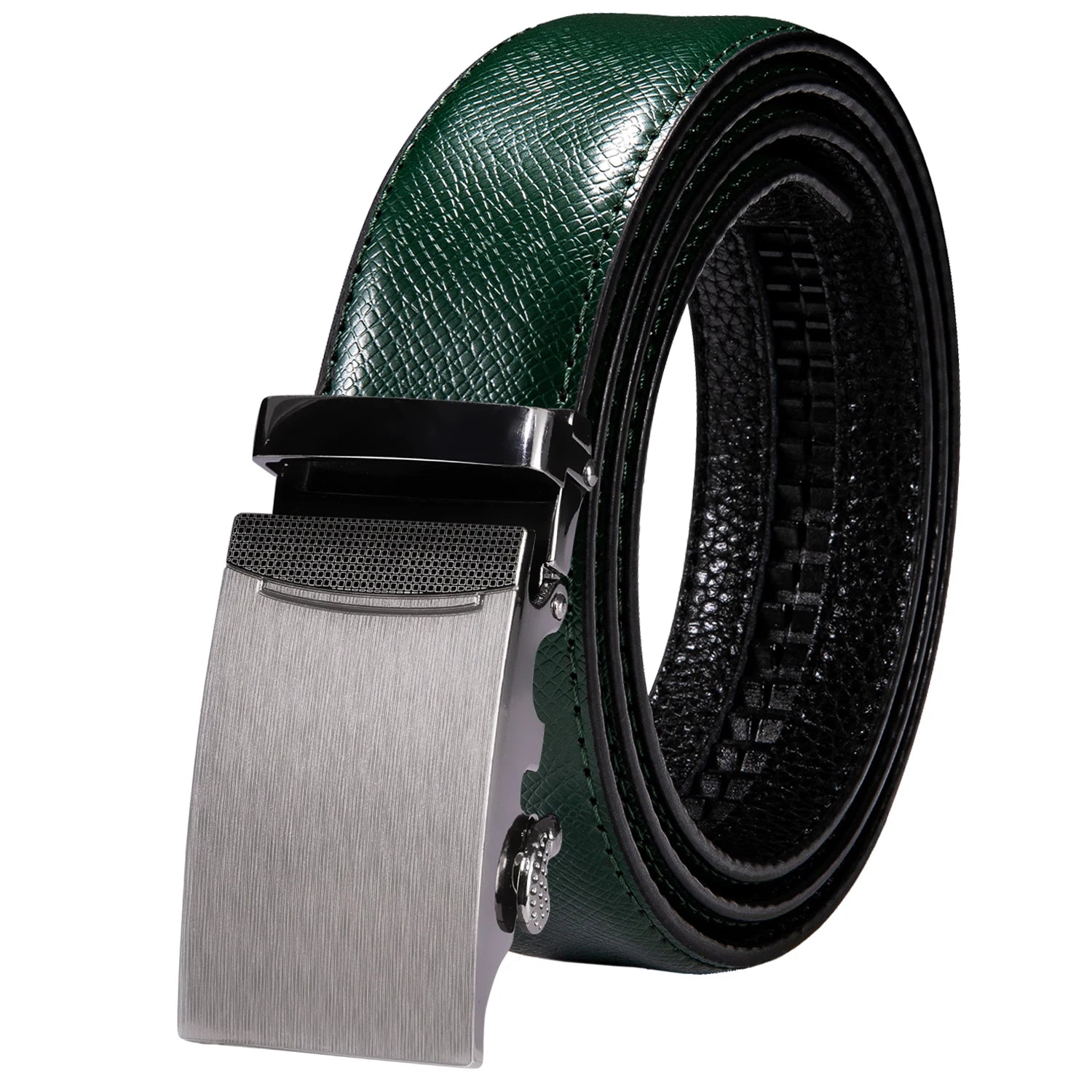 Men's Classy Blue Leather Belt, Automatic Buckle