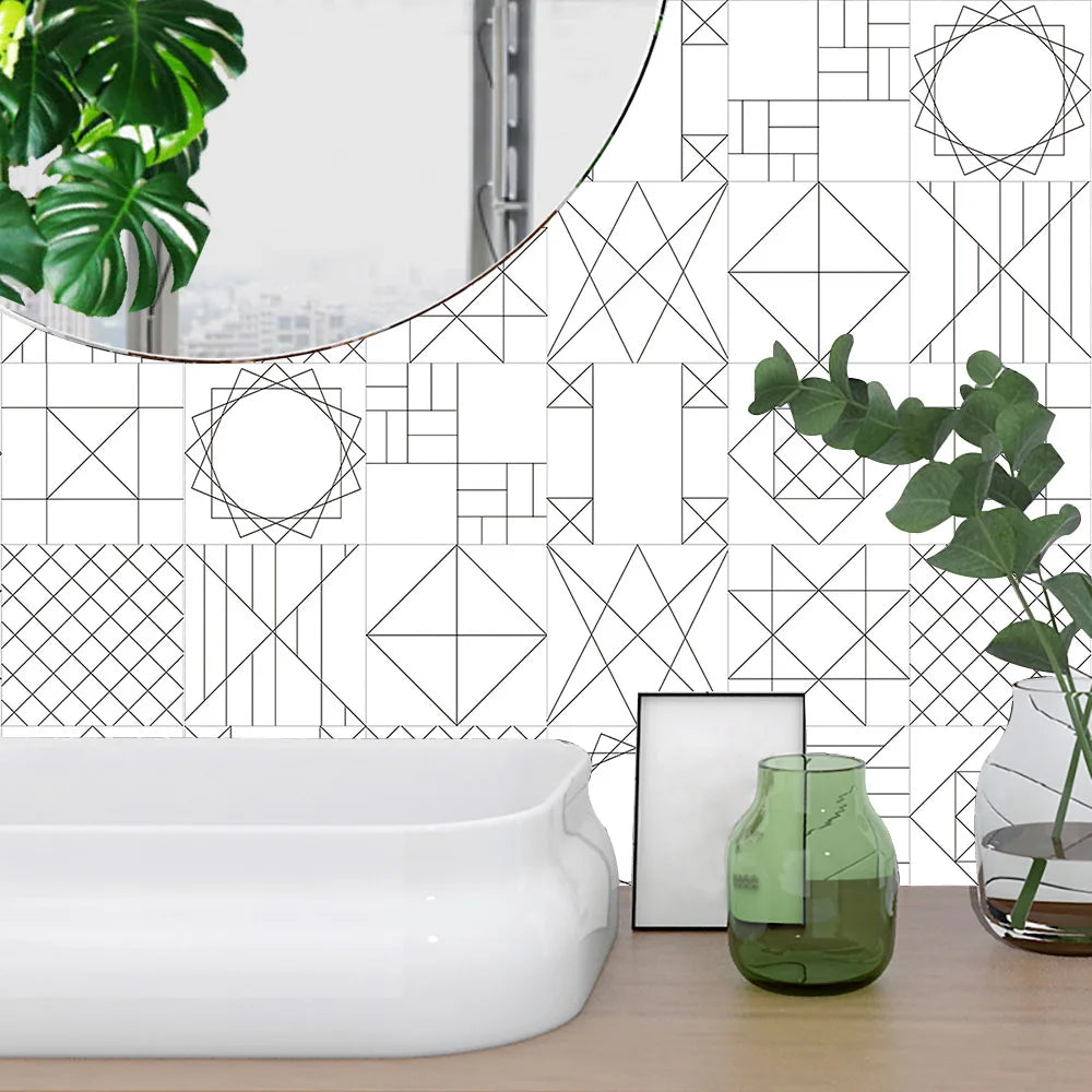 10 Pieces PVC Blue Gray Brick Wall Stickers