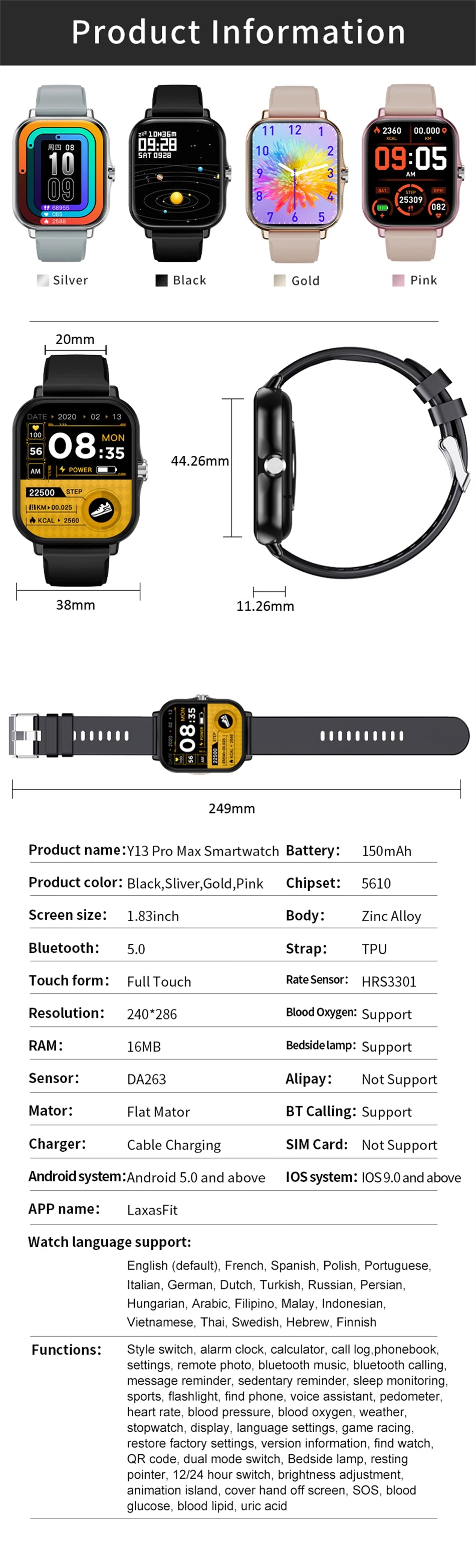 Đồng Hồ Thông Minh 1.44 Đo Huyết Áp, Oxy, Gọi Bluetooth