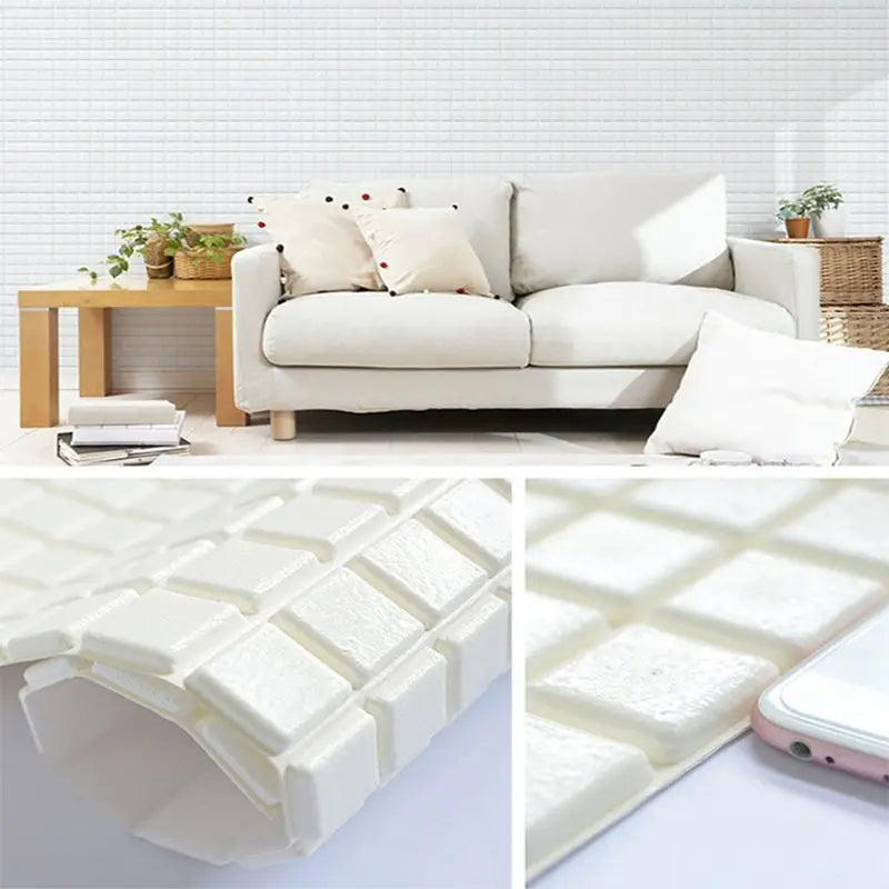Mosaic Anti-collision Wall Sticker TV Background Decor Wallpaper Self-adhesive Living Room 3D Foam Soft Package Paste Waterproof