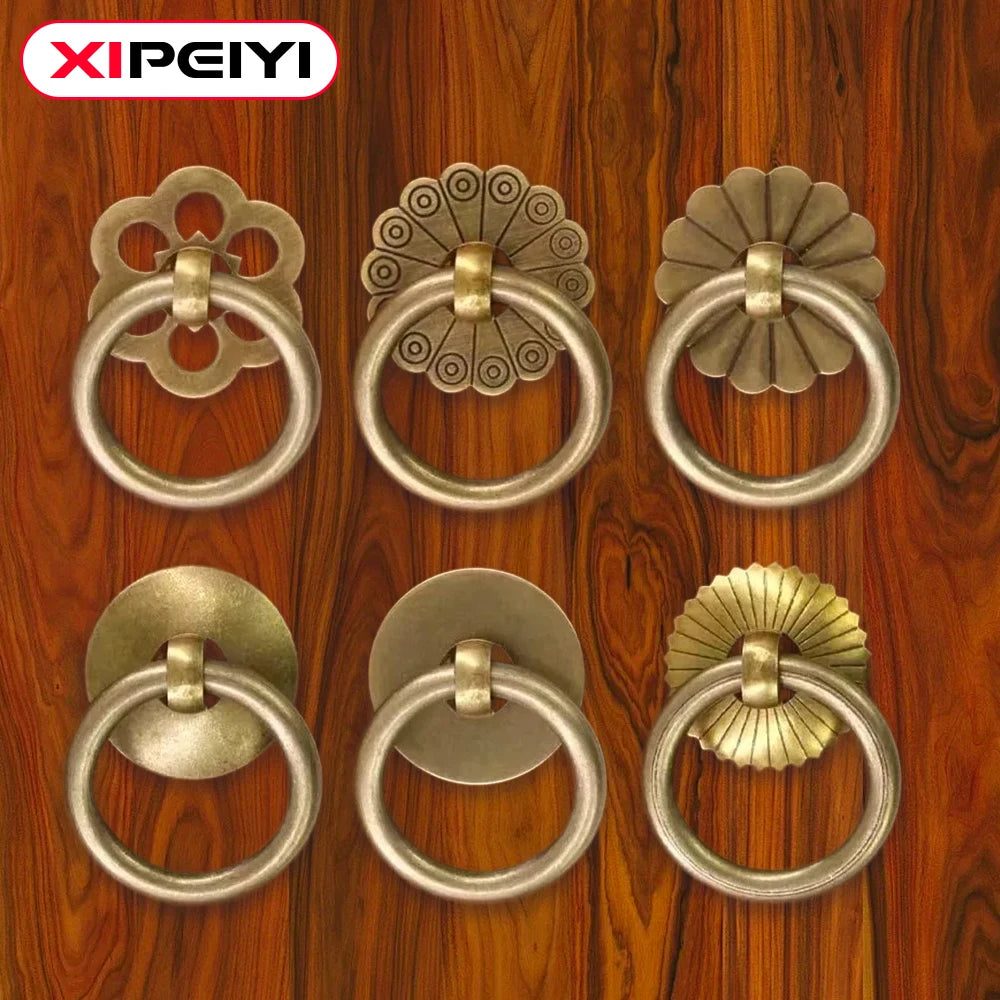 Xipeiyi Mini Handle Pulls Antique Copper Cabinet Ring Handles Chinese Brass Drawer Pulls - Daisan Mart