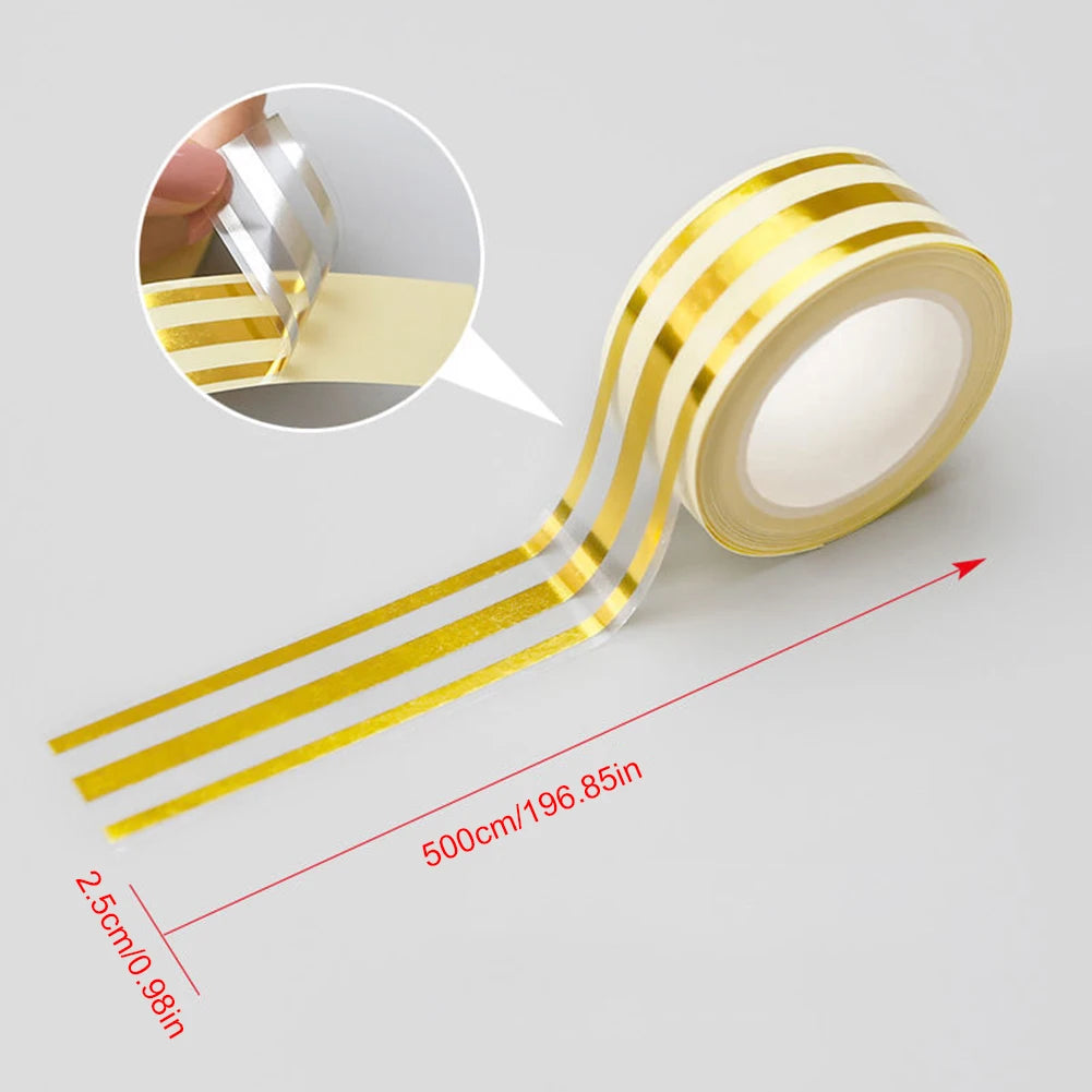 5M Tile Tape Self-Adhesive Floor Wall Seam Sealant Waterproof Wall Sealing Tape Adhesive Floor Tile Strip Seam Golden