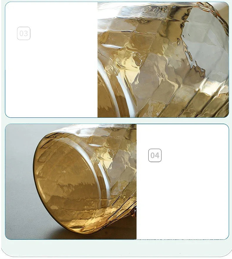 1/1.8L Tea Pot  High Borosilicate Glass Cold Water Kettle with Lid and Filter Amber Heat Resistant Tea Maker for Blooming Tea