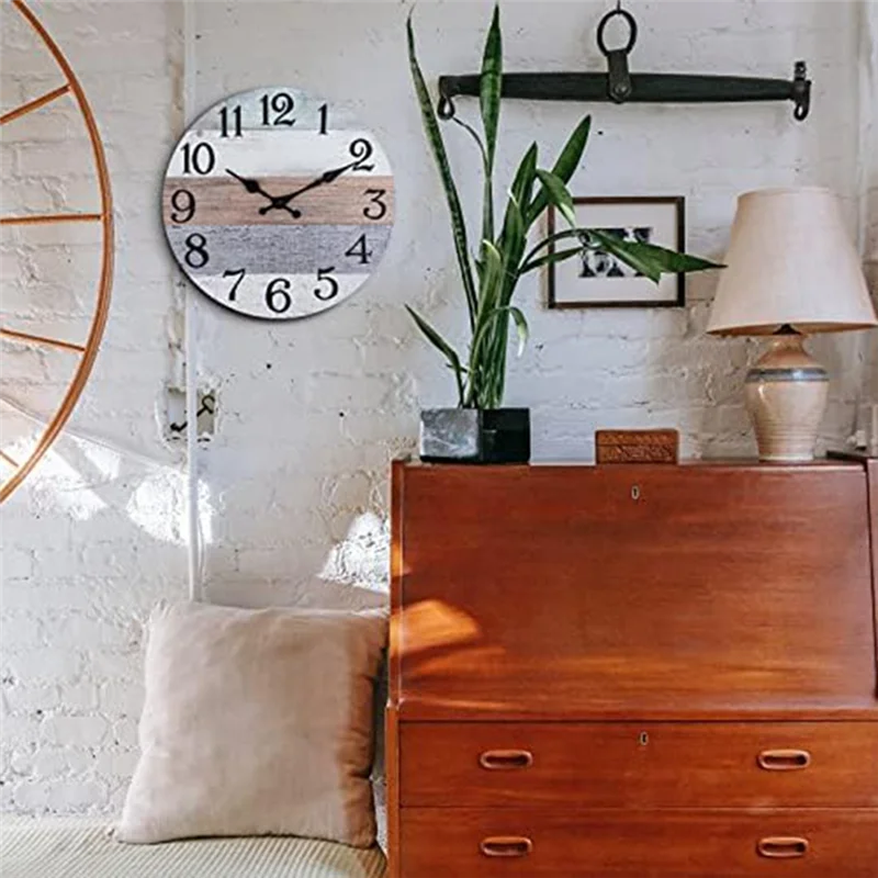 Đồng Hồ Treo Tường 10 Inch Vintage Không Tiếng Tích Tắc