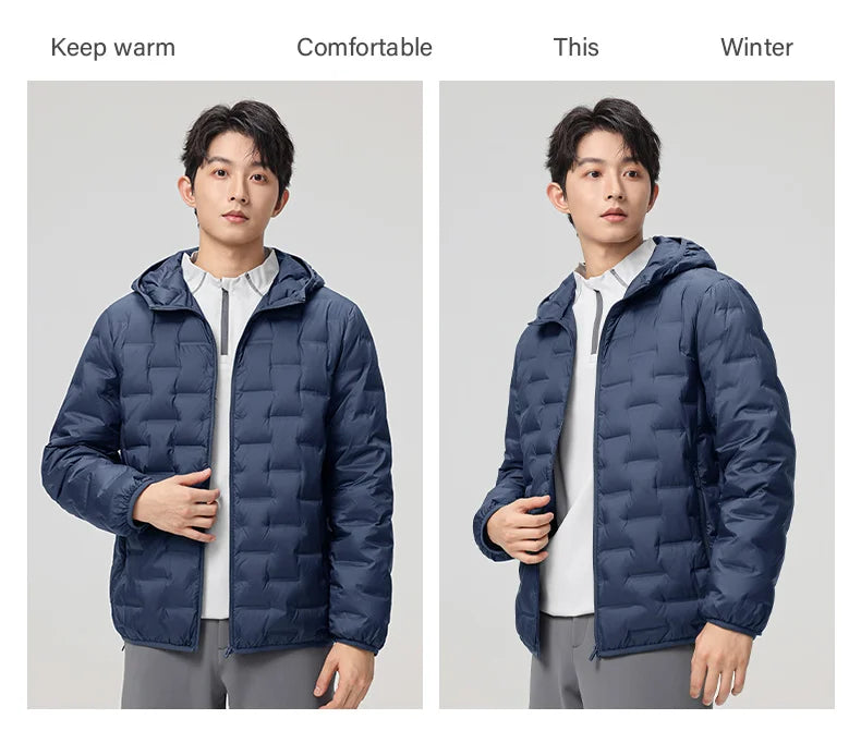 Men's waterproof down jacket keeps warm outdoors