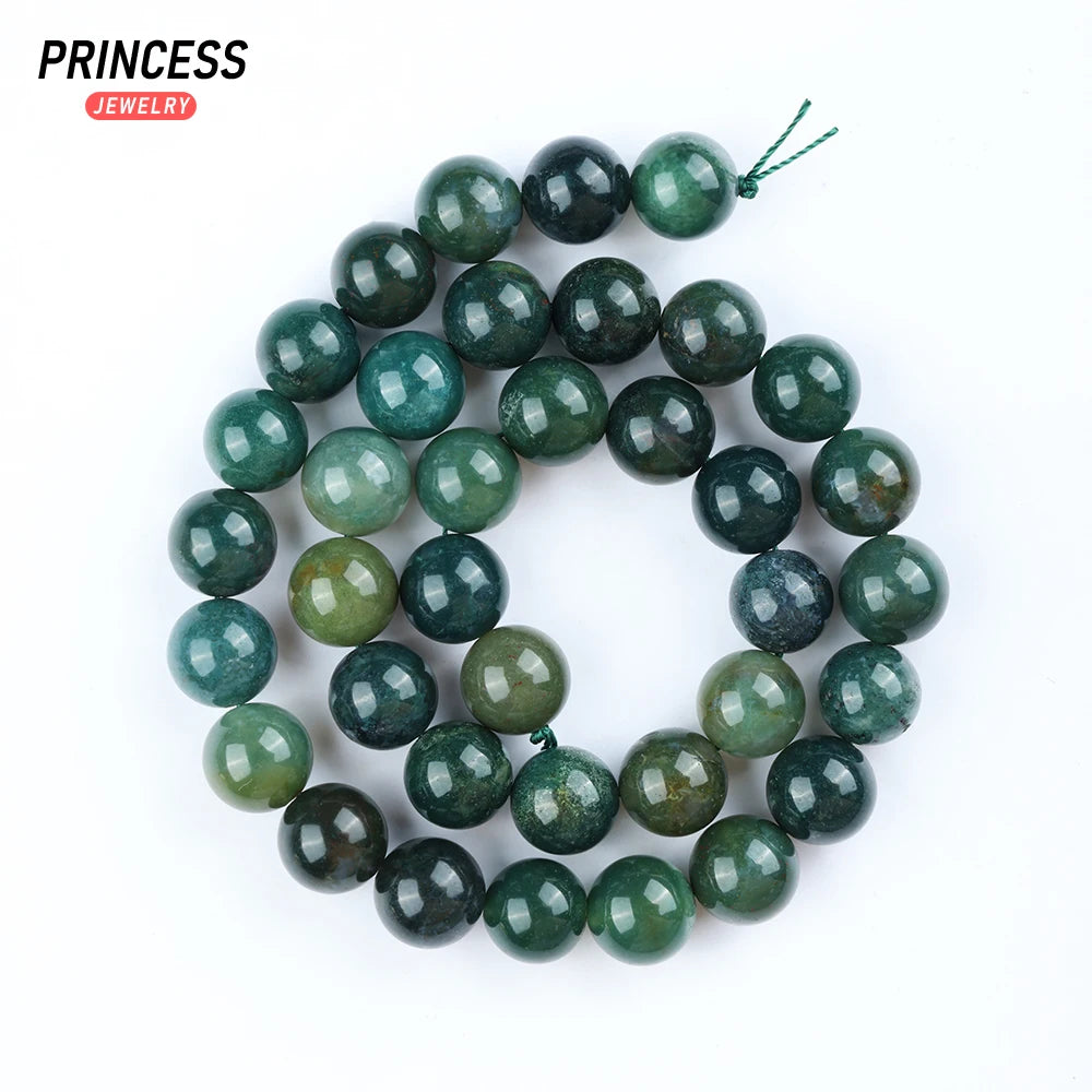 Natural Indian Green Agate Beads For Jewelry Making