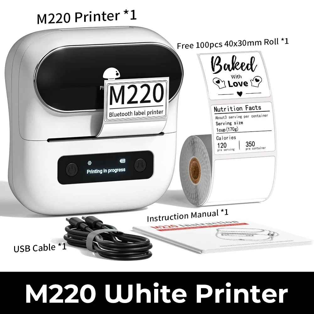 Phomemo M220 Label Printer 75mm Thermal Label Maker for Barcode Address Labeling Mailing File Folder Labels for Phone & PC - Daisan Mart