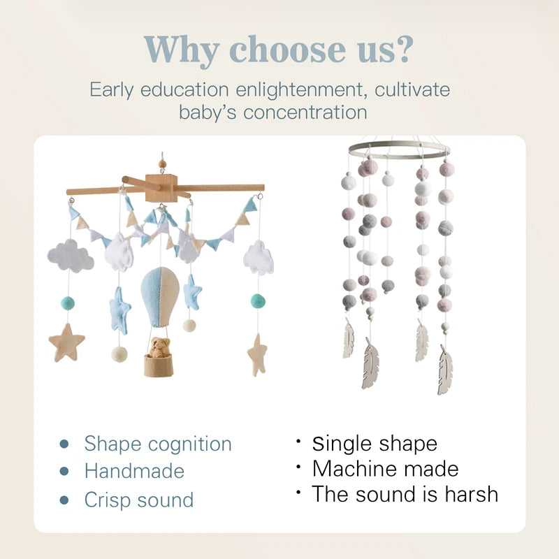 Wooden Pinwheel for Baby's Crib - Hot Air Balloon Stuffed Animal