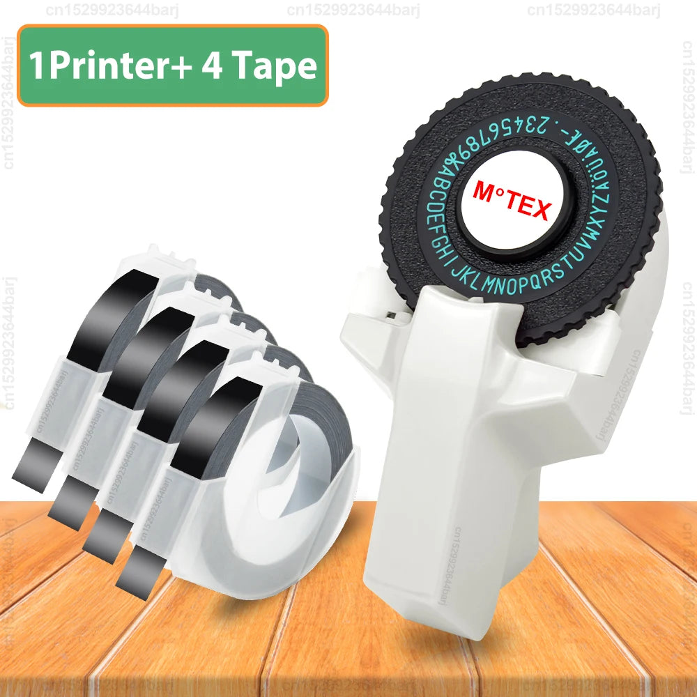 Motex E101 Portable 3D Embossing Label Printer Similar as B90 Dymo 12965 1610 Manual Label Maker DIY Adhesive Dymo 3D Label Tape - Daisan Mart