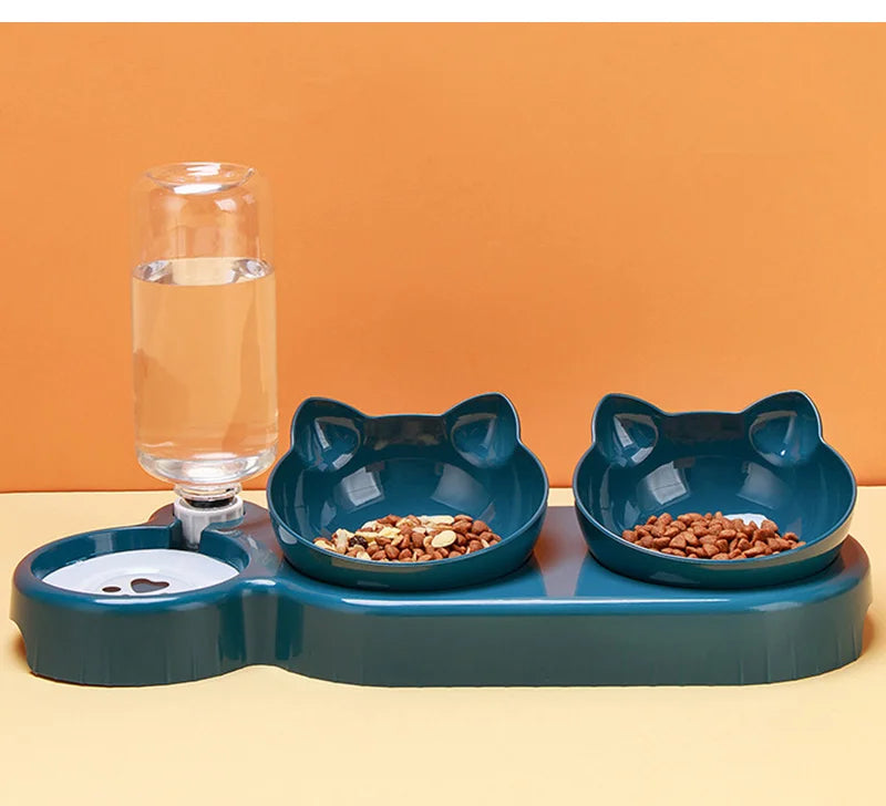 3 in 1 Cat Feeder Automatic Water Dispenser Double Bowl Pet Bowl for Small Dogs Cats Pet Food Container Cat Accessories - Daisan Mart