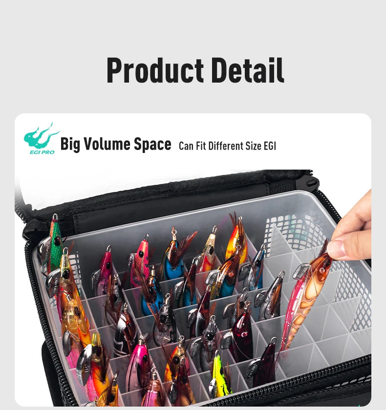 YOOFISH Fishing Bag Octopus Egi Bag Squid Jig Storage Box 6/12/40 Pcs Hard Lure Bag Freshwater Seawater Fishing Tackle Bag Box