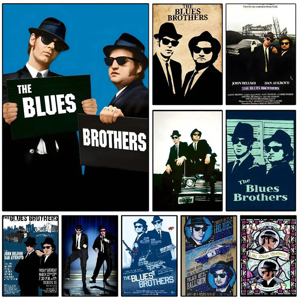 B-Blues Brothers Vintage Movie Poster Self-adhesive Art Waterproof Paper Sticker Coffee House Bar Room Wall Decor