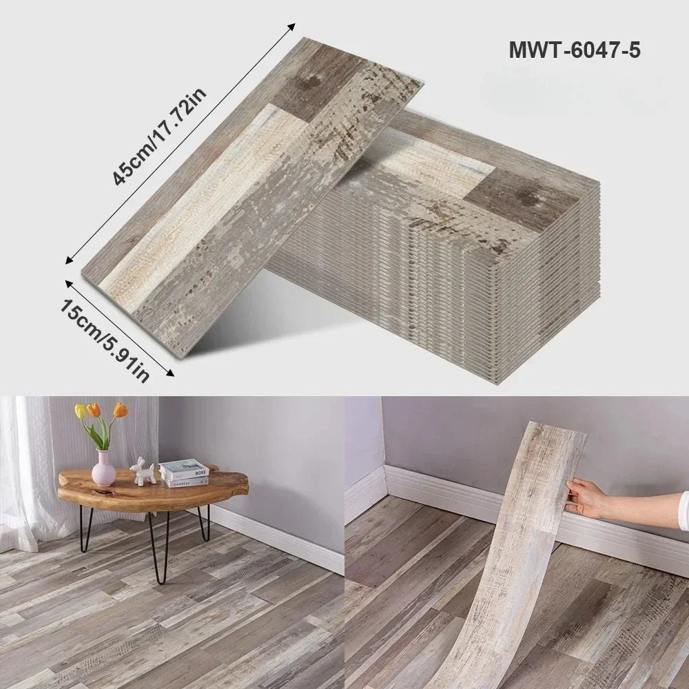 45x15cm Floor Sticker Wall Sticker Modern Self-adhesive Thick PVC Wood Grain Floor Sticker Living Room Bedroom Decoration