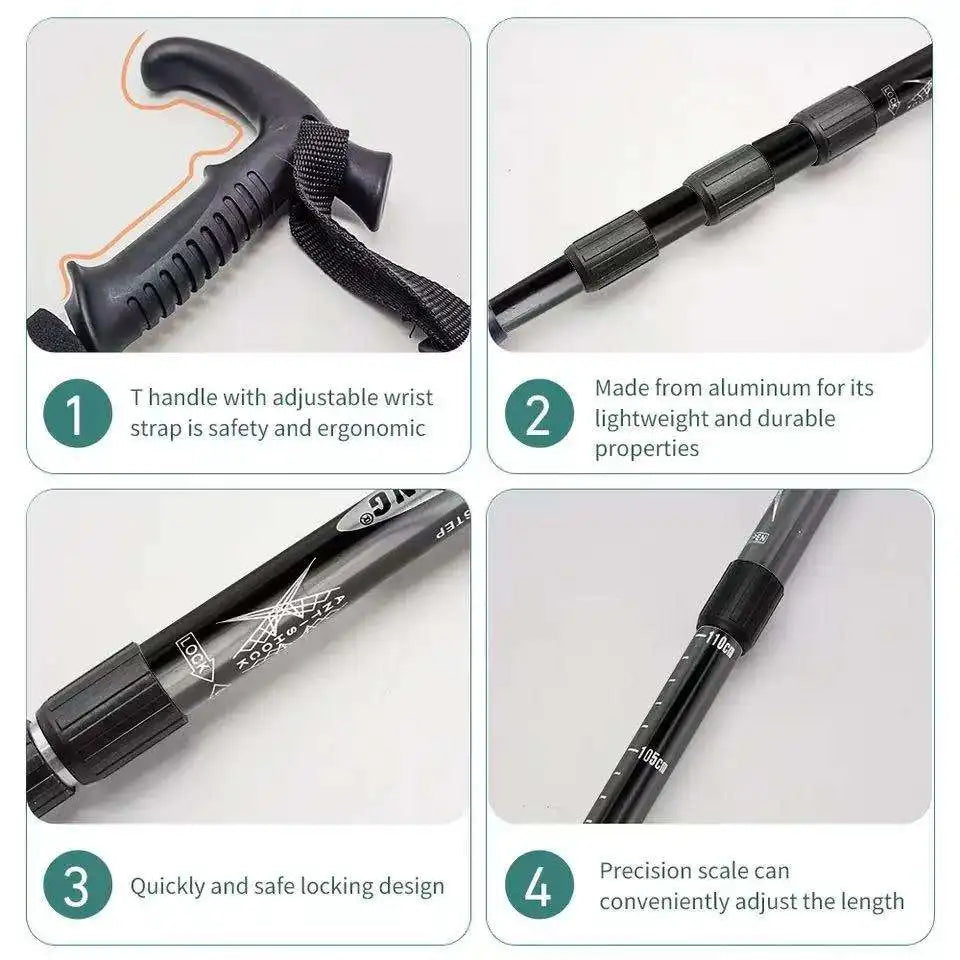 Ultra-light 4-section Folding Trekking Stick