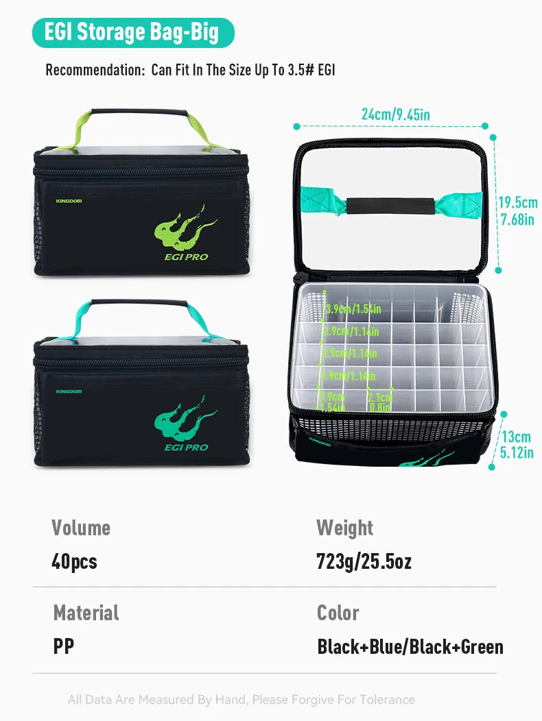 YOOFISH Fishing Bag Octopus Egi Bag Squid Jig Storage Box 6/12/40 Pcs Hard Lure Bag Freshwater Seawater Fishing Tackle Bag Box