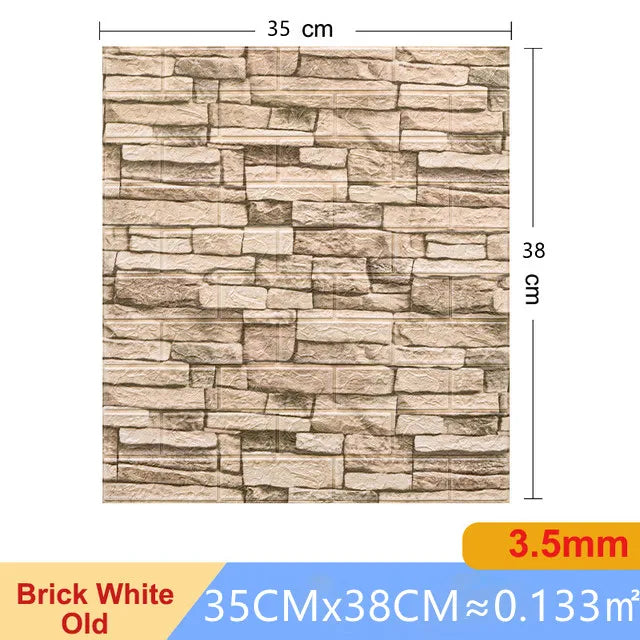 20pcs 35m*38.5cm 3DWall Sticker Solid Color Faux Brick Bedroom Home Decor Waterproof Self Adhesive DIY Living Room Wallpaper