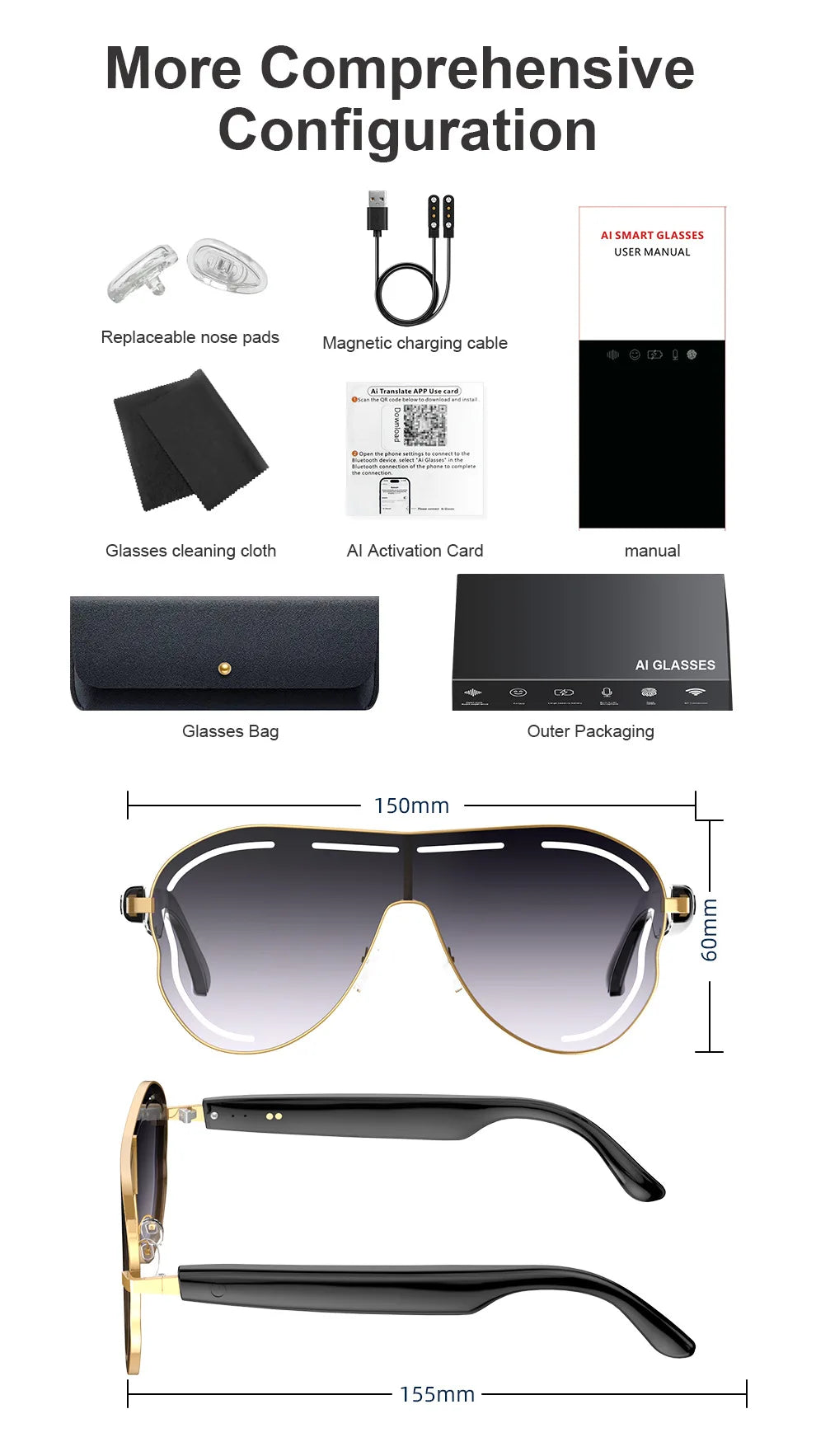 YHA17 AI Translation Smart Glasses EU USA Large Frame Sunscreen Color-changing Stainless Bluetooth Audio Sunglasses Work Glasses - Daisan Mart