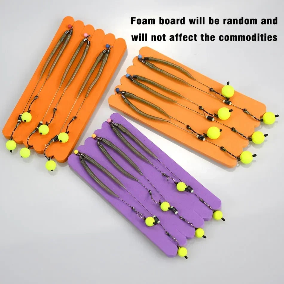 MNFT 3Sets Carp Fishing Rigs with Ready-Made Hair Hooks Size 3#-10# Pesca Hook Fishing Lure Tackle for Carp Fishing