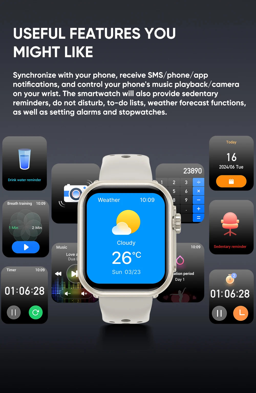 2025 AMOLED 1.85 IP68 Fashion Smart Watch
