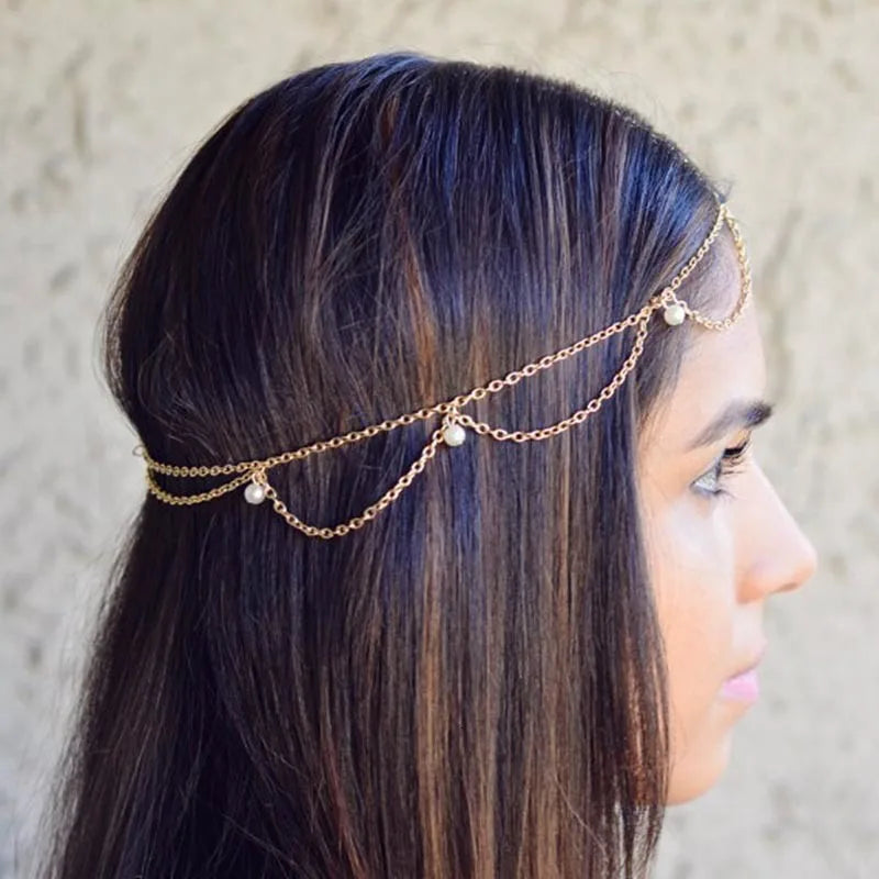 Unique Indian Boho Pearl Bridal Crown