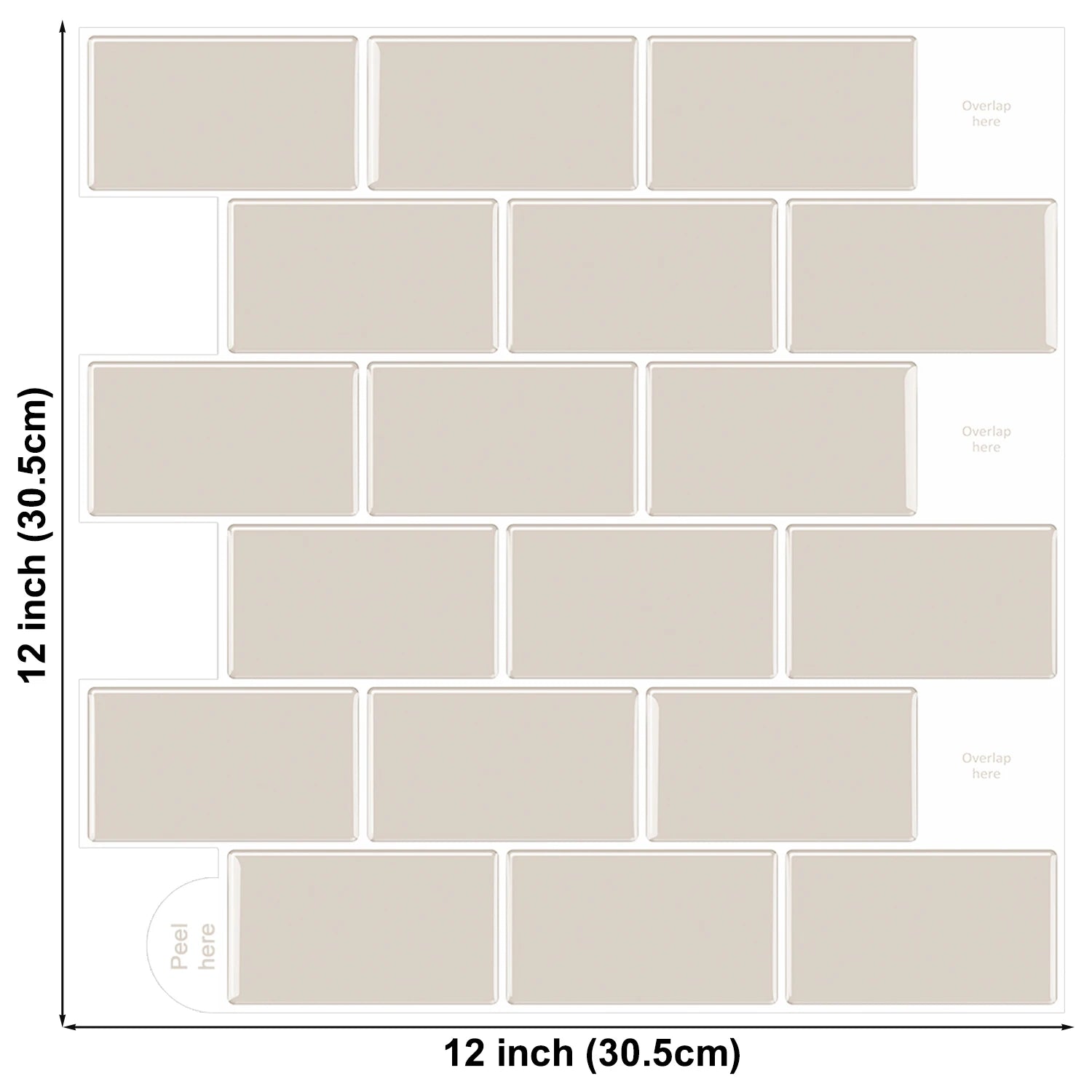 5PCS 3D Wall Tile Stickers Kitchen Backsplash Waterproof Heat Resistant Wallpaper 12x12 Inch Strong Adhesive for Home Decoration