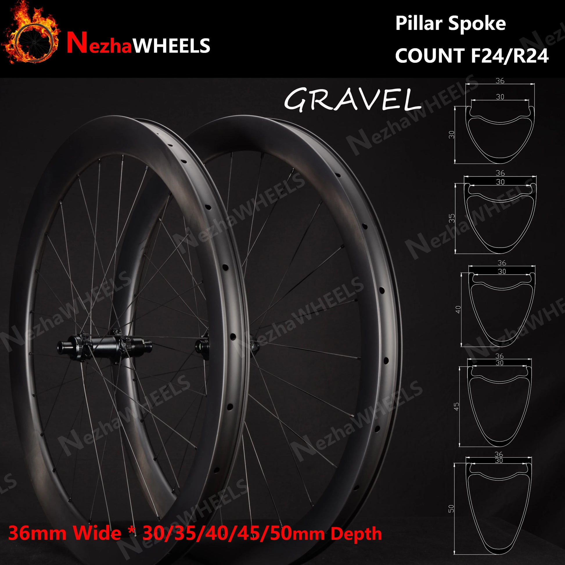 NeZhaWheels 30/35/40/45/50mm Depth 700C Road Bicycle Tubeless Disc Brake Super Light Wheel 36mm Width Gravel Carbon wheelset - Daisan Mart