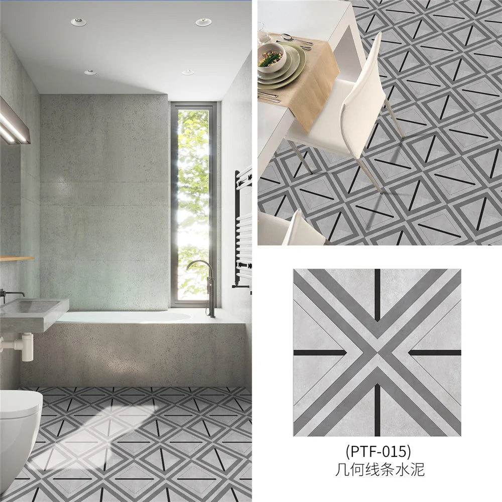 Black And White Mosaic Tiles Marble Texture Floor Sticker Kitchen Floor Renovation Decorative Stickers Self-adhesive Wallpaper
