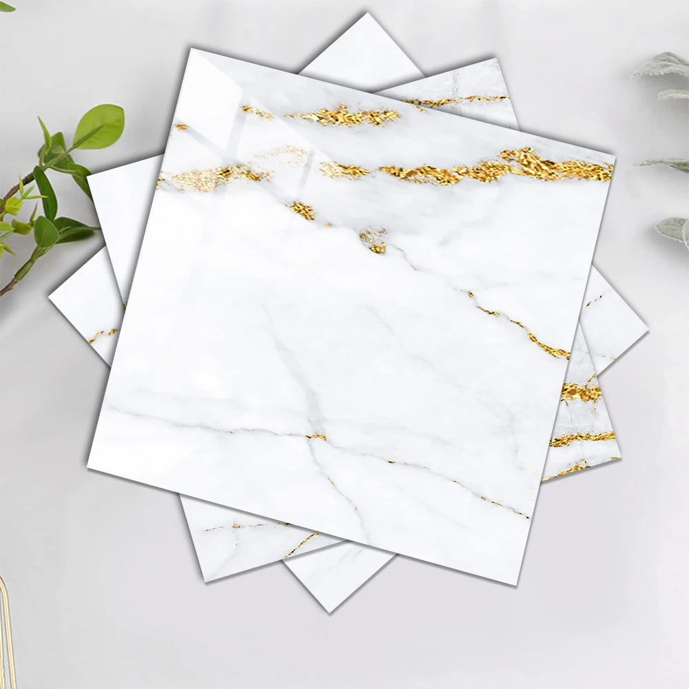 Set of 10 Decorative Oil-Resistant Yellow and White Tile Stickers