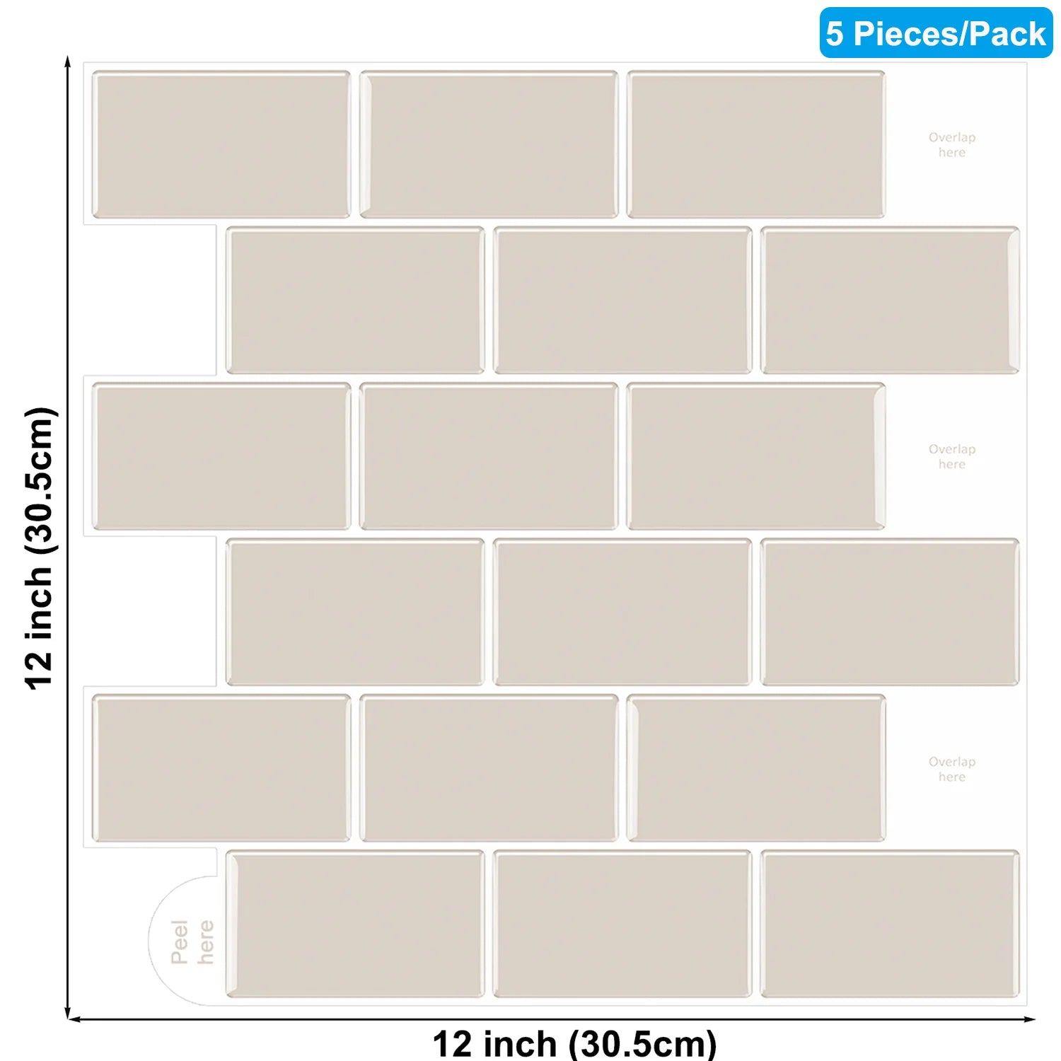 5/10pcs 3D Waterproof Kitchen Wall Sticker 12*12 inch Strong Adhesive Peel And Stick Tiles Home Wallpaper
