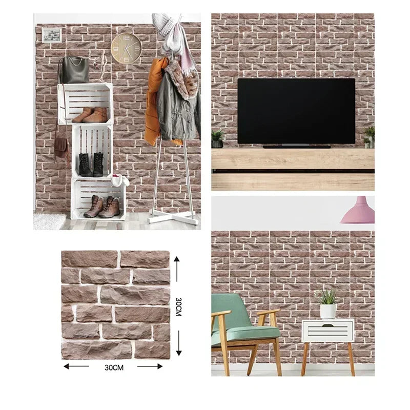 5/10PCS Stereo Wall Stickers Self-adhesive Wallpaper Brick Pattern Creative Stick Heatproof Vinyl Waterproof Kitchen Home Decor