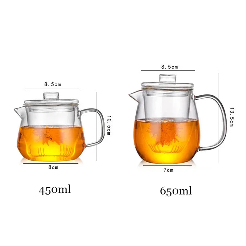 450ml 650ML Penguin Shape Glass Teapot with Infuser Chinese Tea Ceremony Transparent Teawear Set Cup Kung Fu Tea Maker