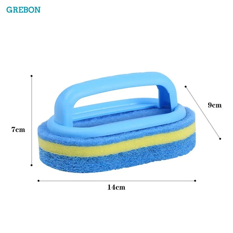 Tile Wall Sponge Cleaning Brush Bathroom Mold-resistant Long Handle Sponge Scrubber Kitchen Stove Pot Pan Dish Washing Brush