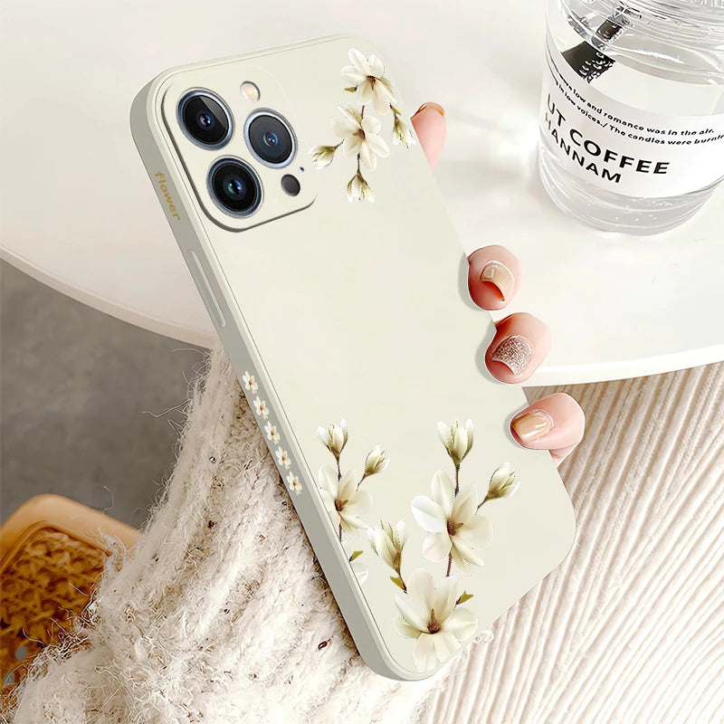 Ốp Lưng Hoa Trắng Xinh Cho iPhone Chống Sốc Silicon