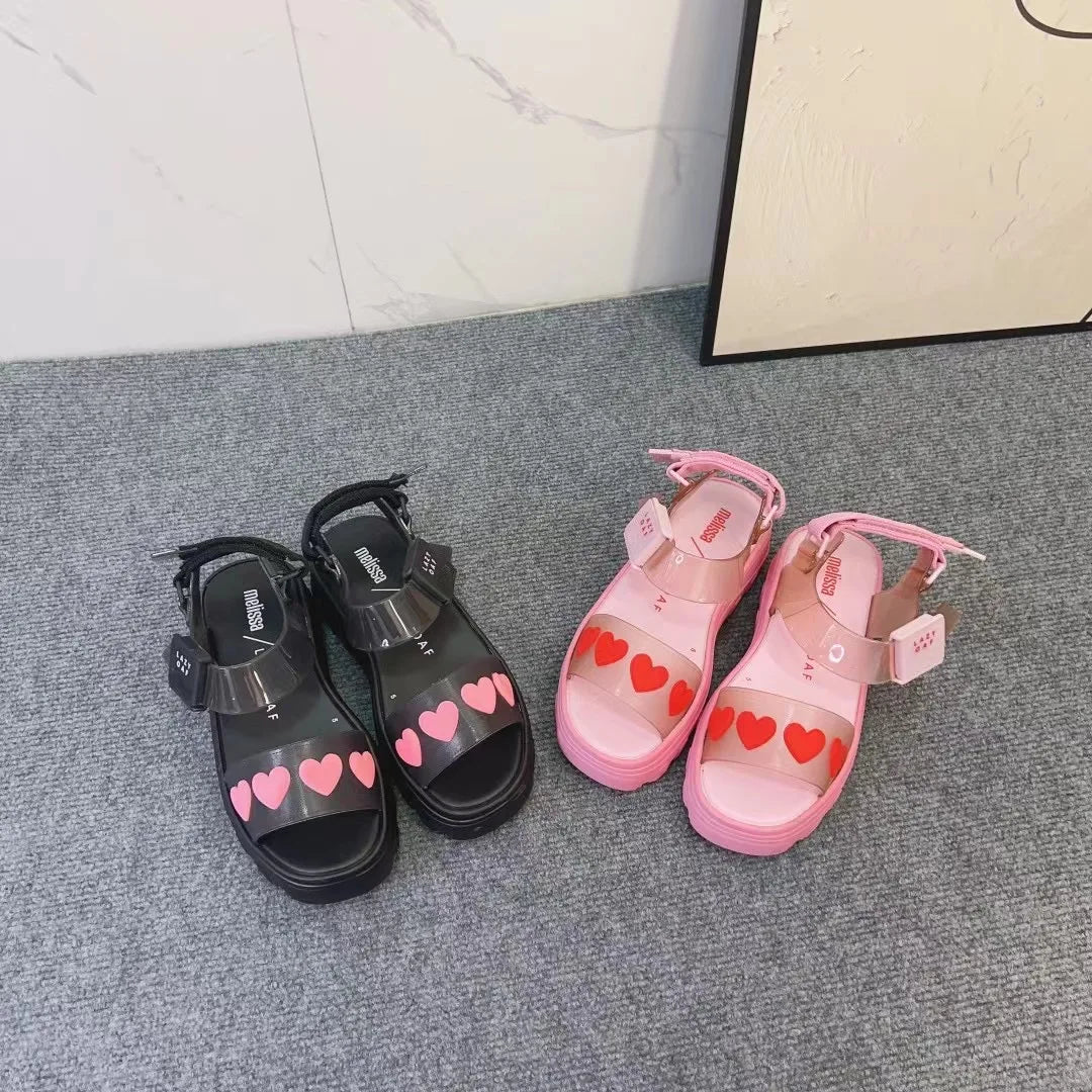 Sandal Nữ Mini Melissa 2025 Sóng Hoa Tim Retro