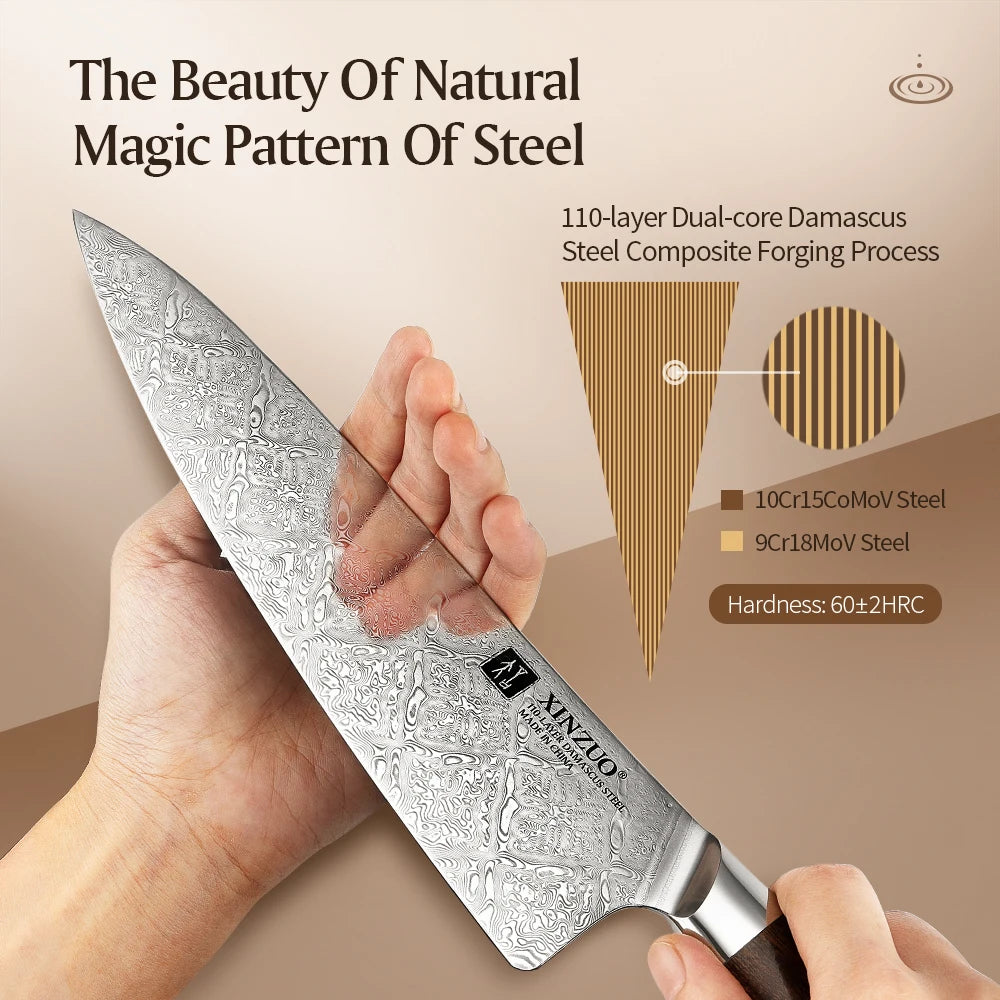 XINZUO 8.5IN KITCHEN KNIFE - HIGH-GRADE 110-LAYER DAMASCUS STEEL