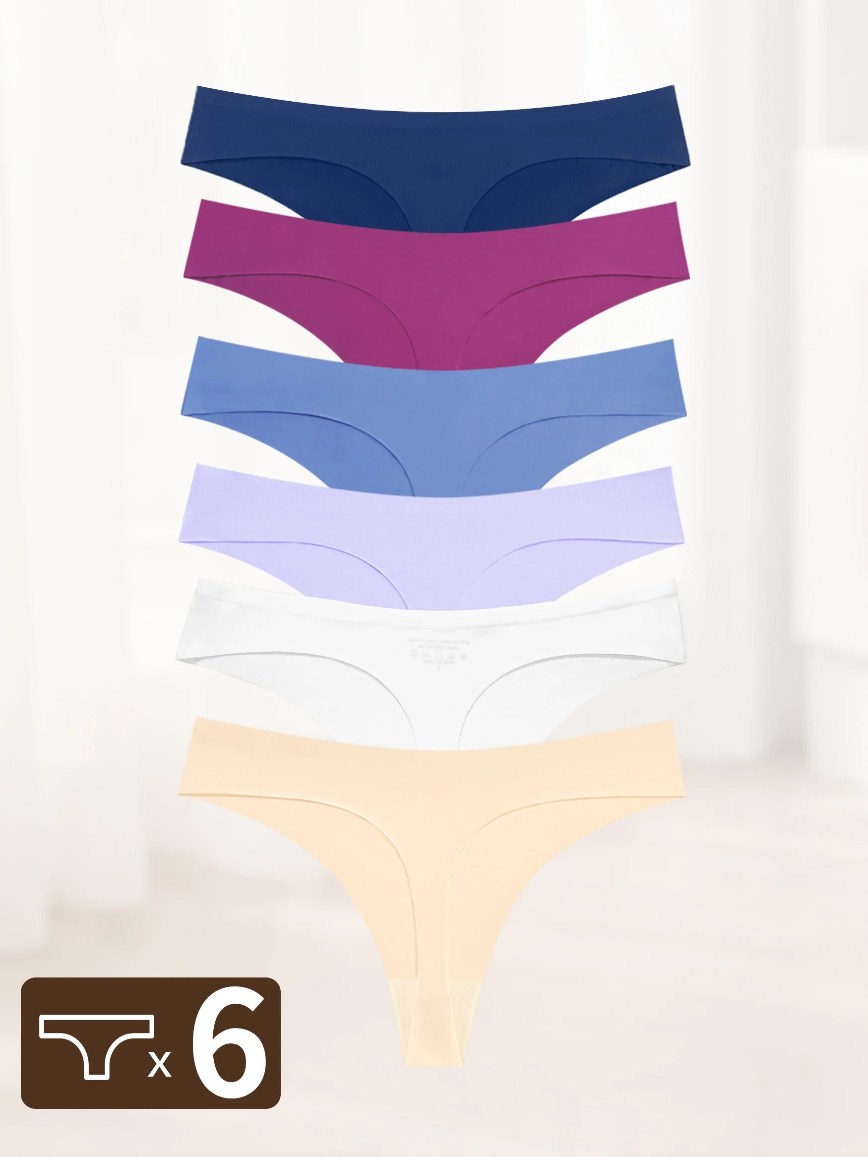 Bộ 6 Quần Lót Nữ Không Đường May Lưng Thấp Co Giãn