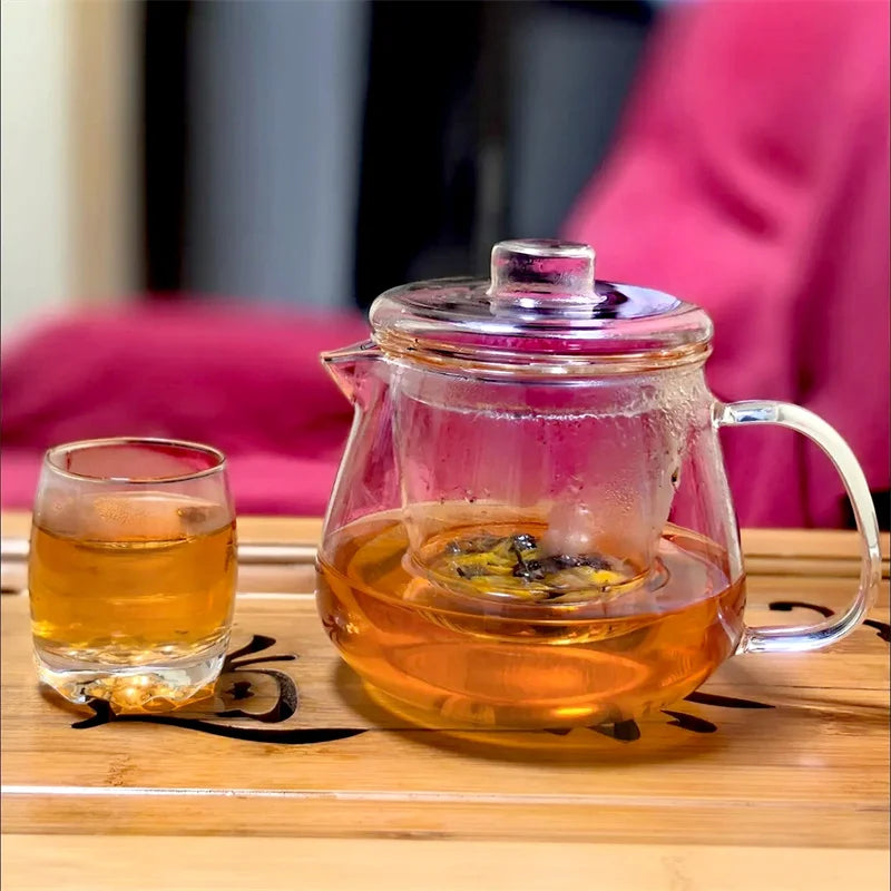 450ml 650ML Penguin Shape Glass Teapot with Infuser Chinese Tea Ceremony Transparent Teawear Set Cup Kung Fu Tea Maker