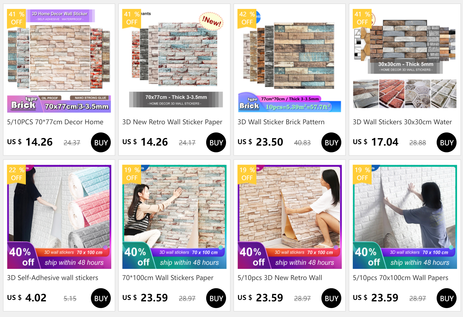 3D Brick Wall Sticker Strong three-dimensional 77*70cm Monochrome and Retro adesivos de parede paper Bring the fun of home life - Daisan Mart