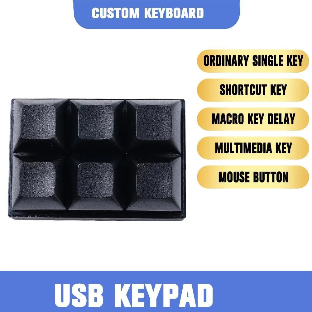 6-key programmable mini USB mechanical macro keyboard