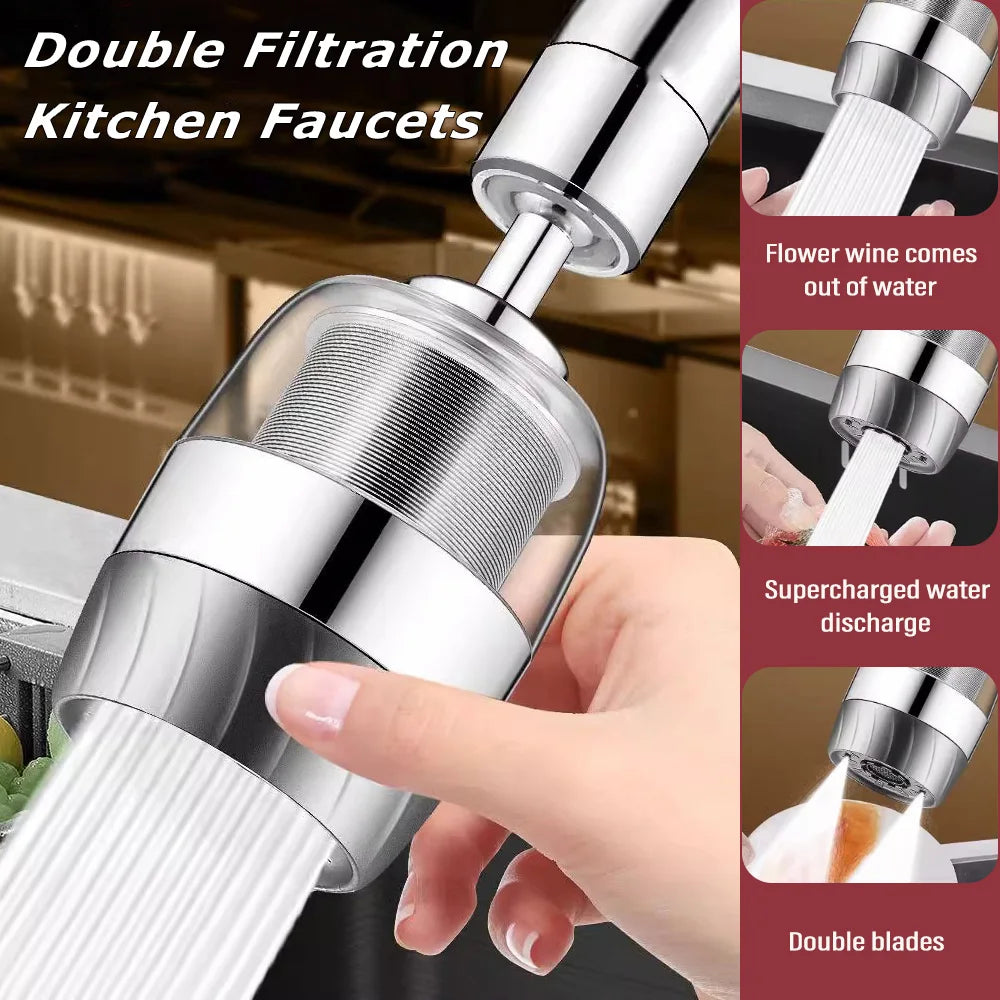3 Modes Kitchen Stainless Steel Faucet 360° Rotate Bubbler Nozzle Double-layer depth filtration Faucet for Kitchen Washbasin - Daisan Mart