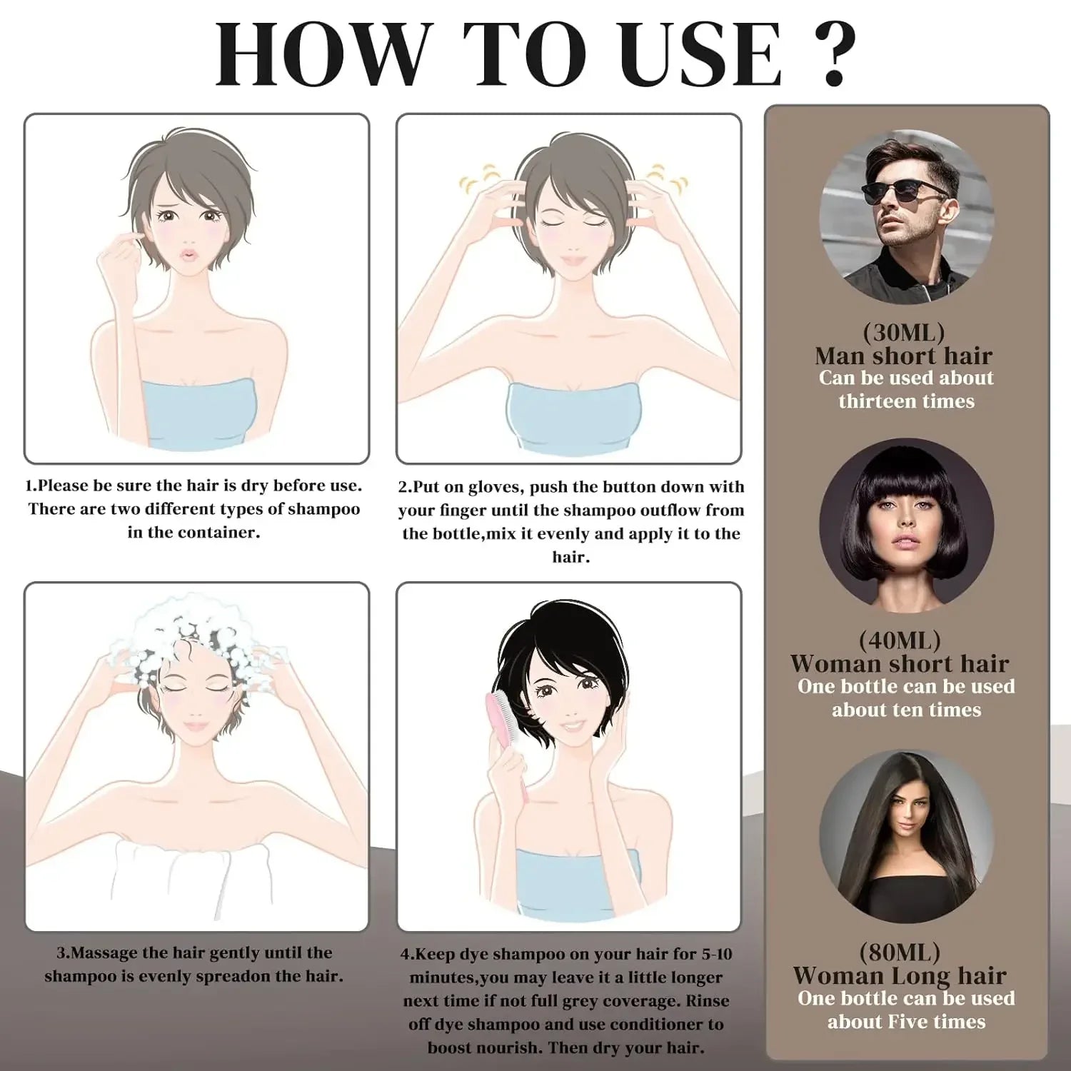 Dầu Gội Nhuộm Tóc 3in1 Đen Tự Nhiên Nam Nữ 100ml/500ml