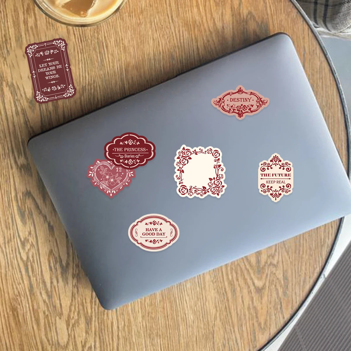 30pcs Rose Red English Label Pattern Stickers for Notebooks, Water Bottles, Suitcases and Mobile Phones, Party Stickers