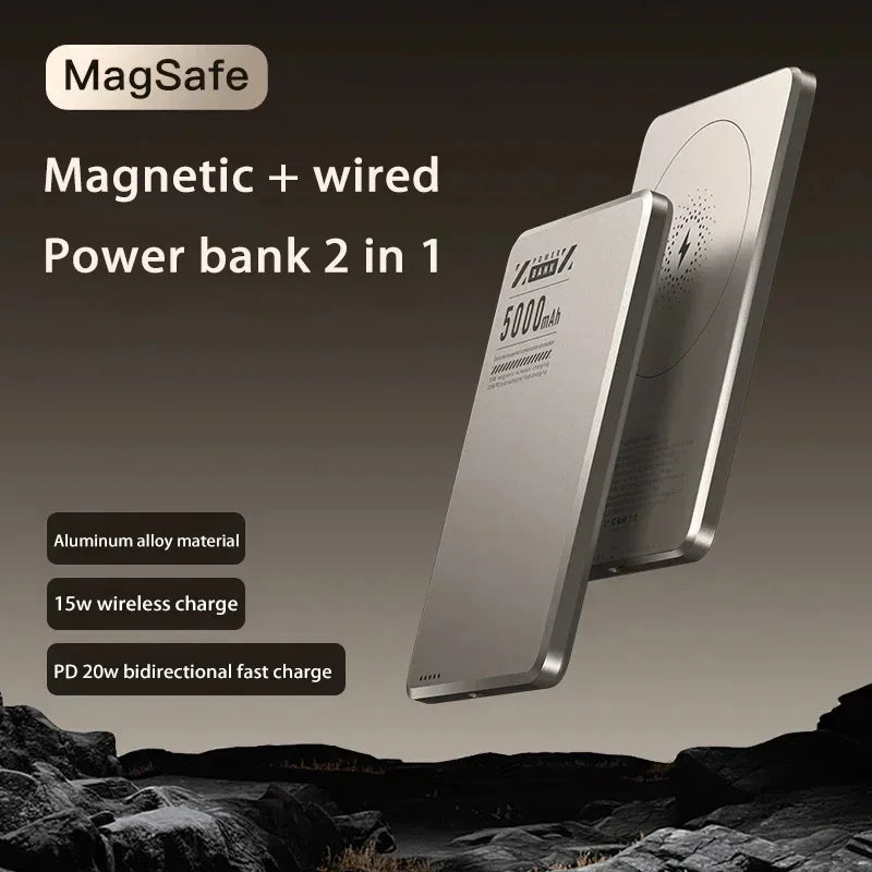 OnePlus Ultra-thin magnetic Power Bank 5000 mAh Wireless Metal MagSafe PD 20W Large Capacity Fast Charging Portable Power Bank - Daisan Mart