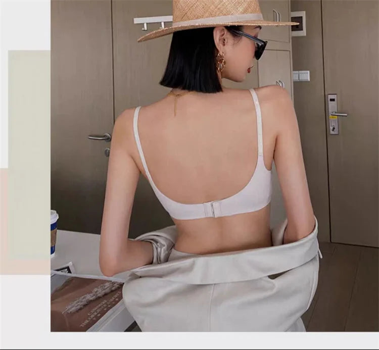 Sexy women's bra without underwire, deep V neck, personality straps