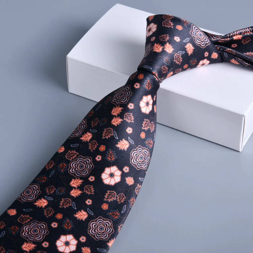 Cà vạt lụa cổ điển hoa 8cm - Quý ông lịch lãm