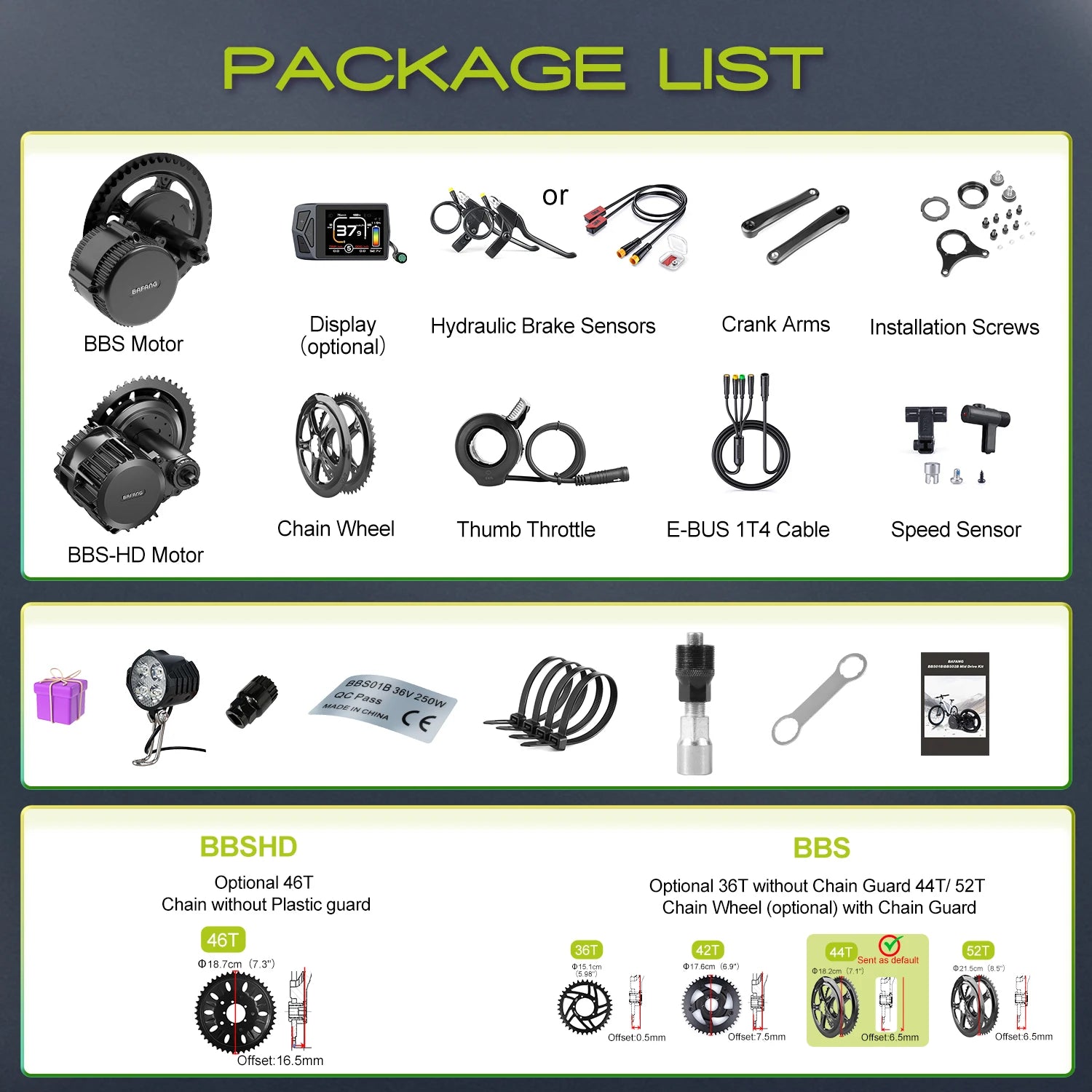 Động Cơ Điện Xe Đạp BAFANG BBS 250W-1000W 52V 48V 36V