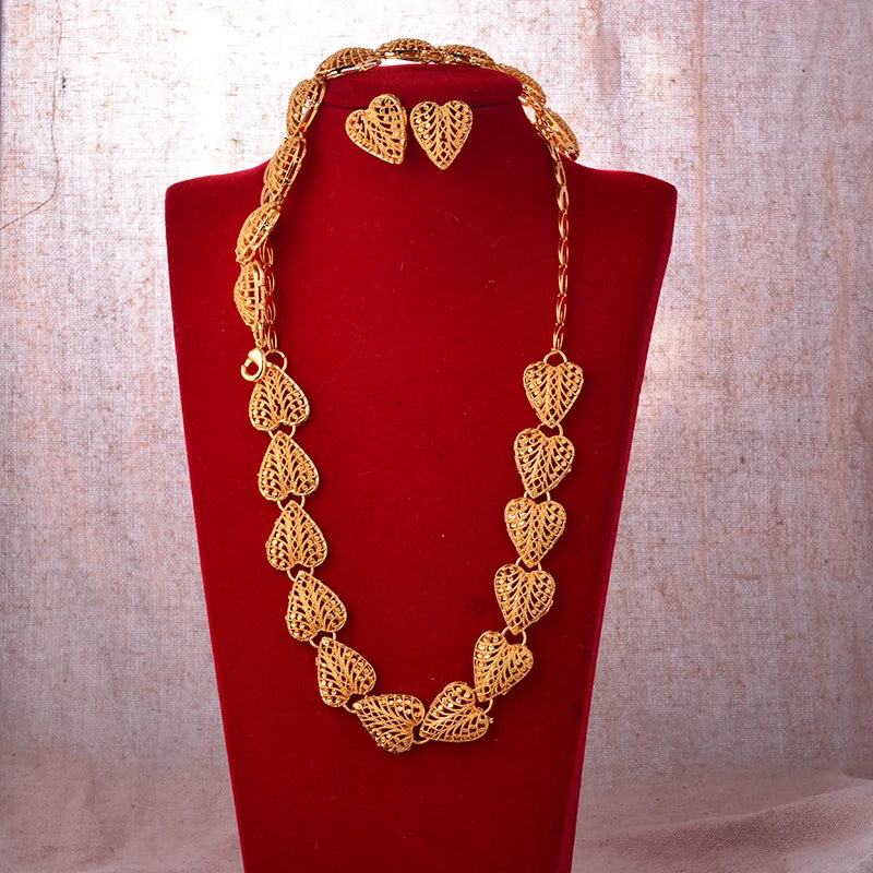 Luxurious Dubai Gold Plated Jewelry Set for Wedding Party