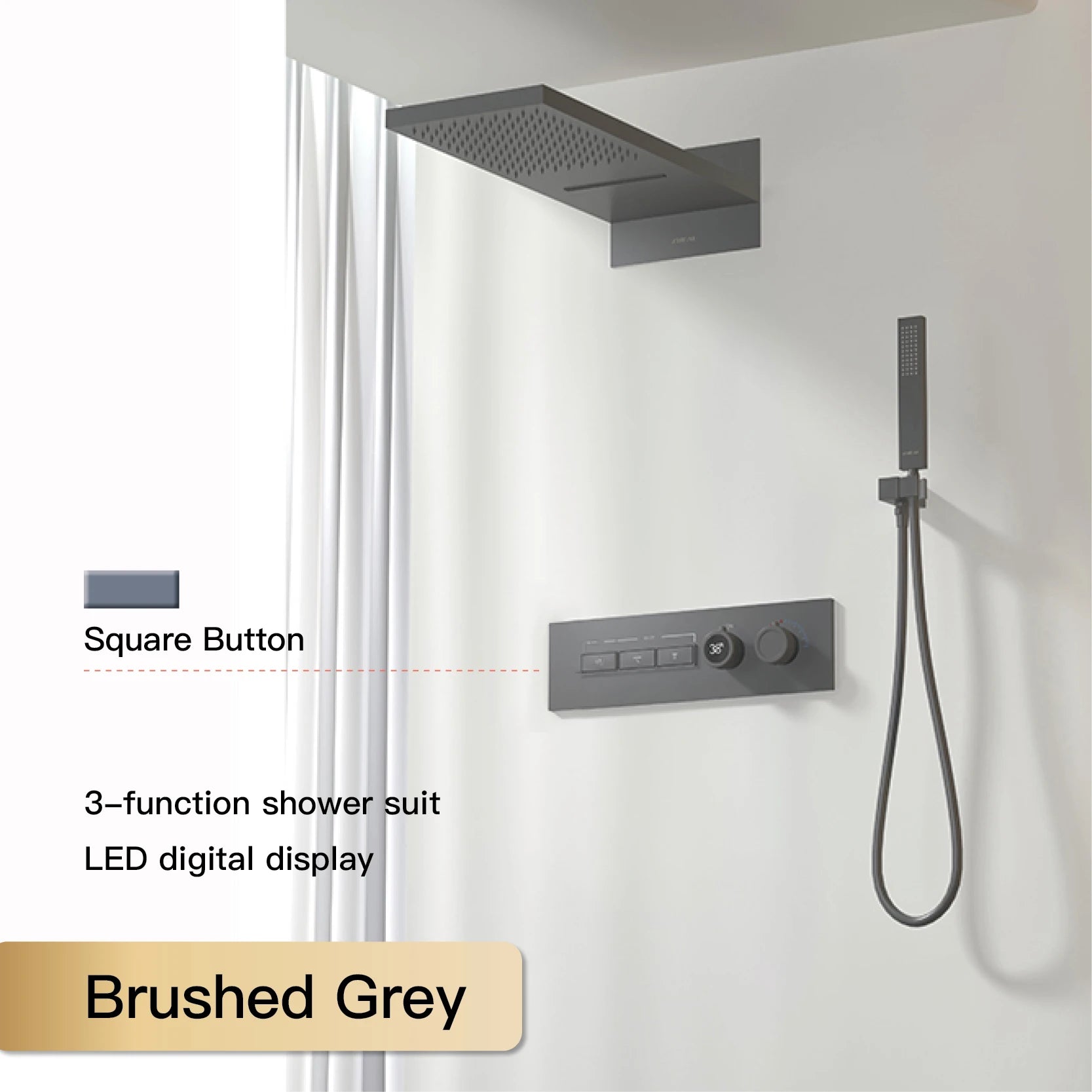 Vòi Sen Đen Cao Cấp LED Hiển Thị Số 4 Chức Năng