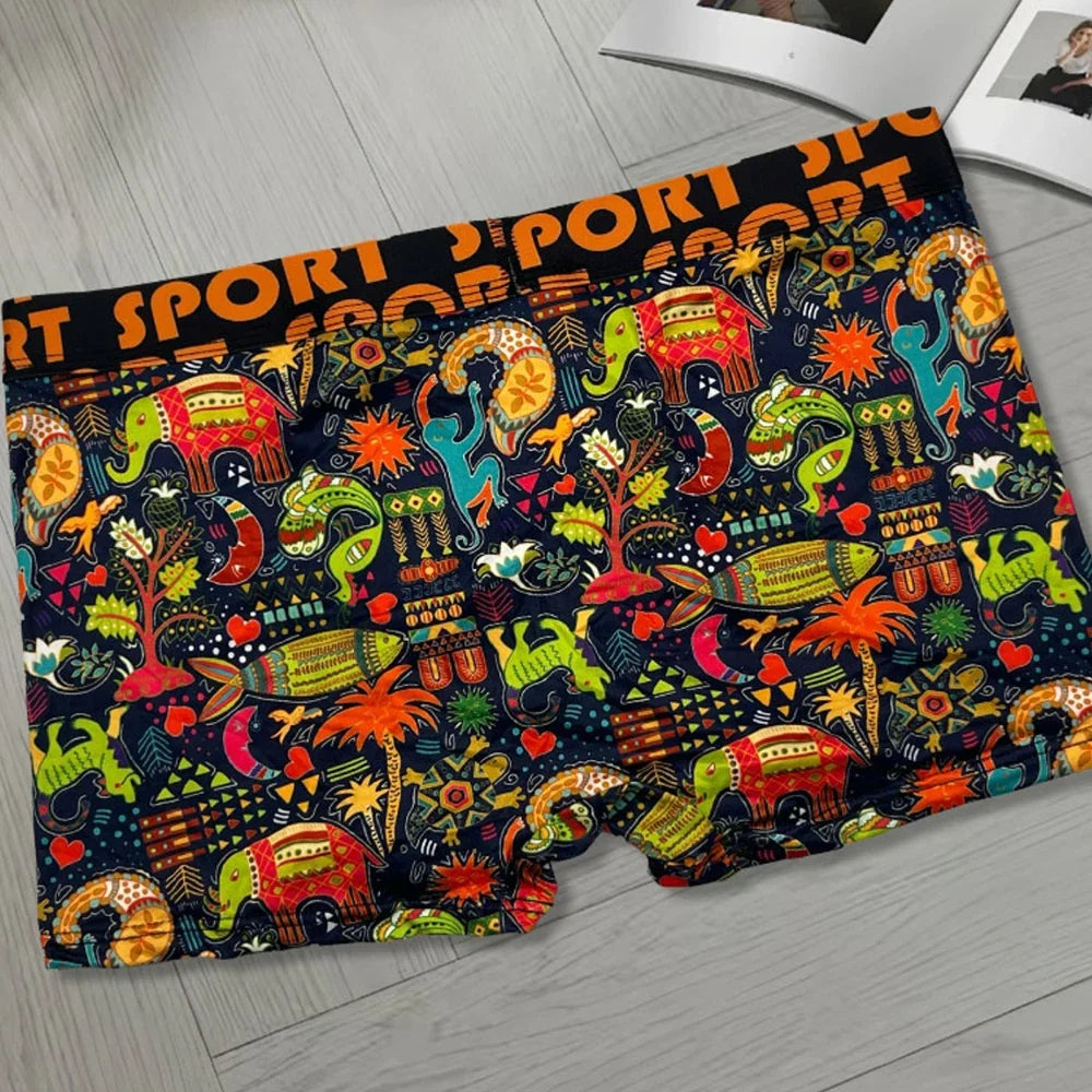 Breathable graffiti men's underwear - Convenient 3-piece set