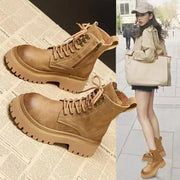 Women's Retro Genuine Leather Shoes - Stylish Rivet Short Boots